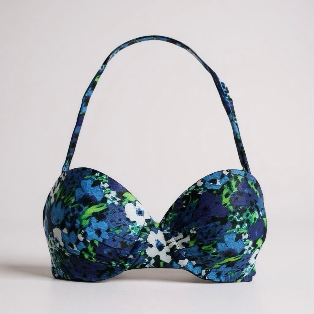 Shoshanna Bra Halter Bikini Top in Blue Floral